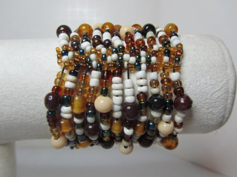 Multi Strand Seed Bead Stretchable - Brown
