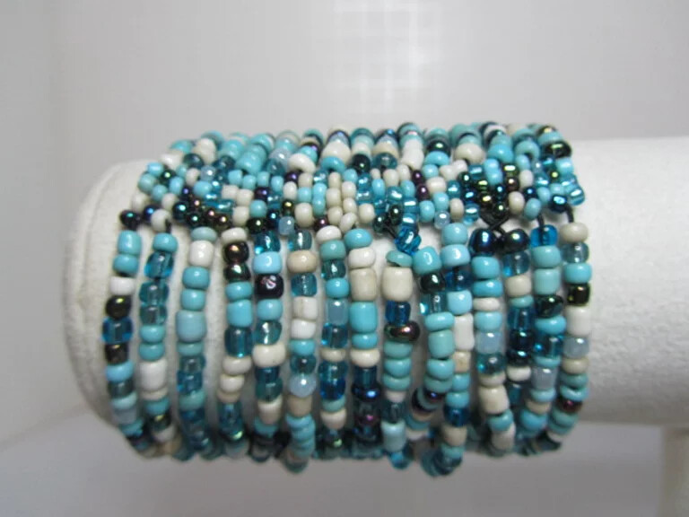 Multi Strand Seed Bead Stretchable - Aqua