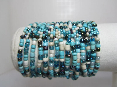 Multi Strand Seed Bead Stretchable - Aqua
