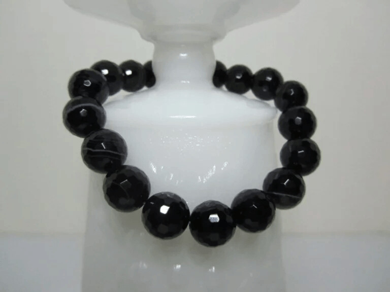 Black Faceted Agate Stretch Bracelet
