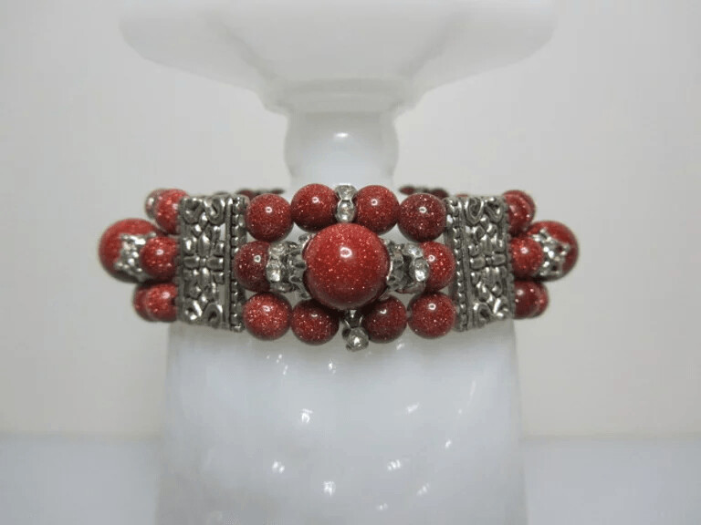 Red Goldstone 3 Strand Stretch Bracelet