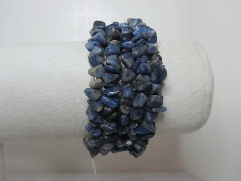 Sodalite Chips Multi Strand Memory Wire Bracelet