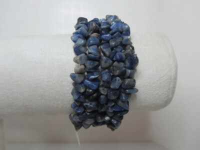 Sodalite Chips Multi Strand Memory Wire Bracelet