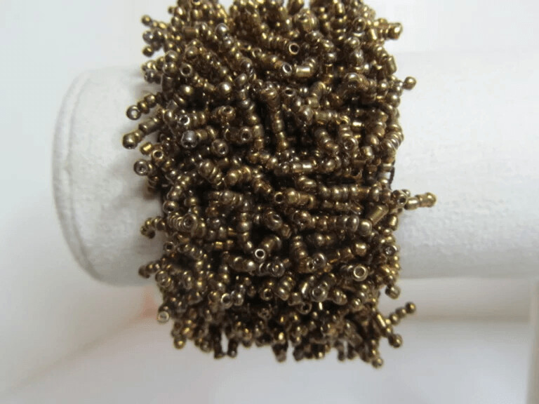 Golden Seed Bead Carpet Bracelet Stretchable