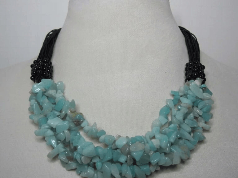 Russian Amazonite Chip Multi-strand with Black Agate