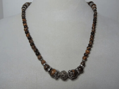 Tigers Eye With Crystals Stretchable Necklace