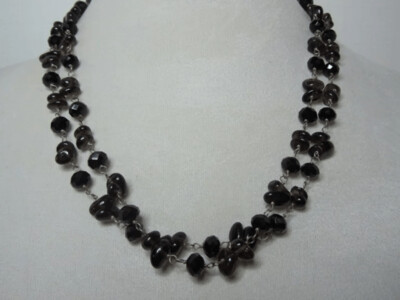 Smoky Quartz and Black Glass Double Strand Necklace