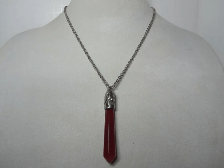 Red Agate Pendant With Stainless Steel Chain
