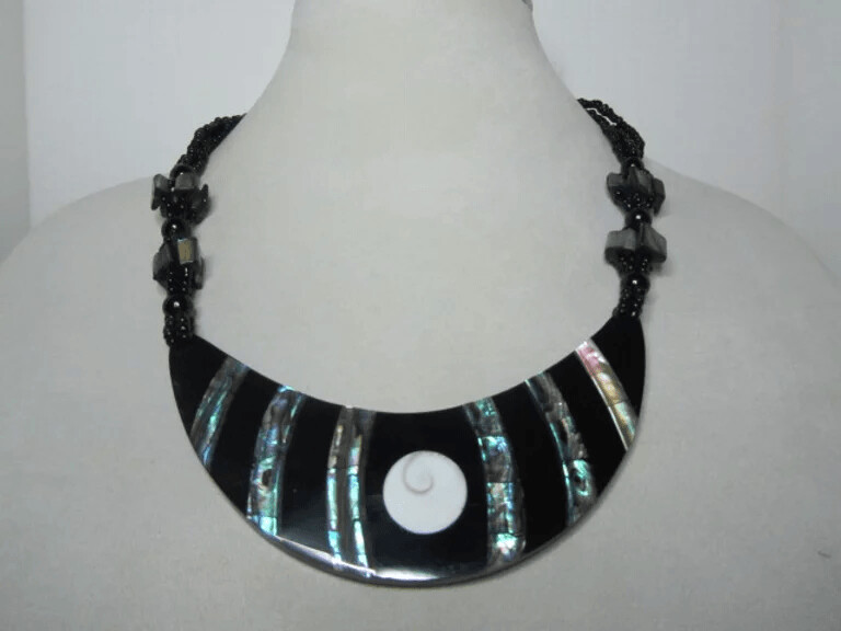 Shiva's Eye, Abalone, Black Seed Bead