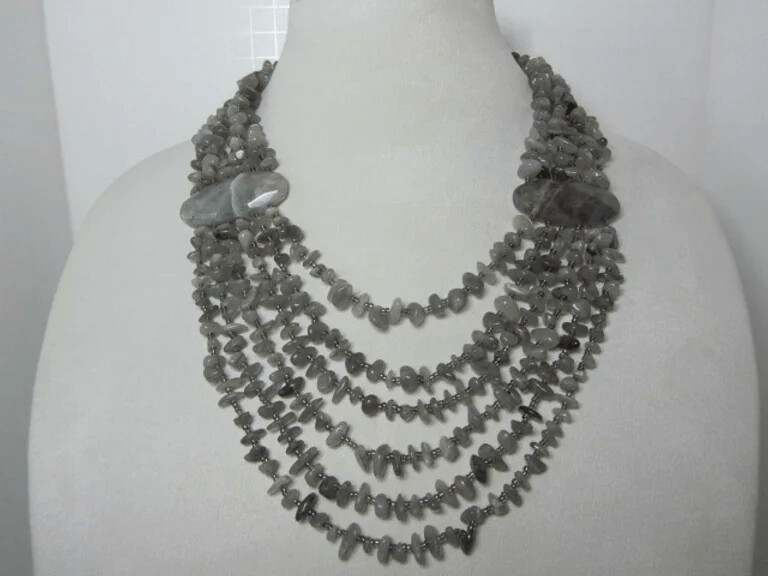 Multi Strand Labradorite Chips Necklace