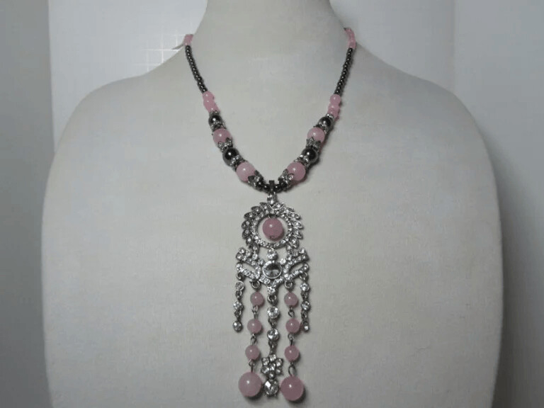 Pink Quartzite, Hematite, and Austrian Crystal