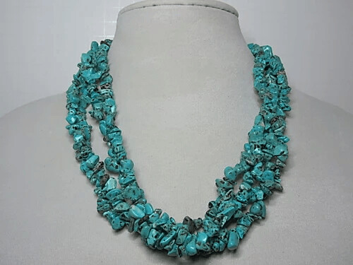 Turquoise Howlite Chip 4 Strand Necklace