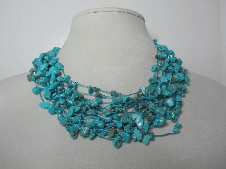 Multi-strand Turquoise Howlite Chip