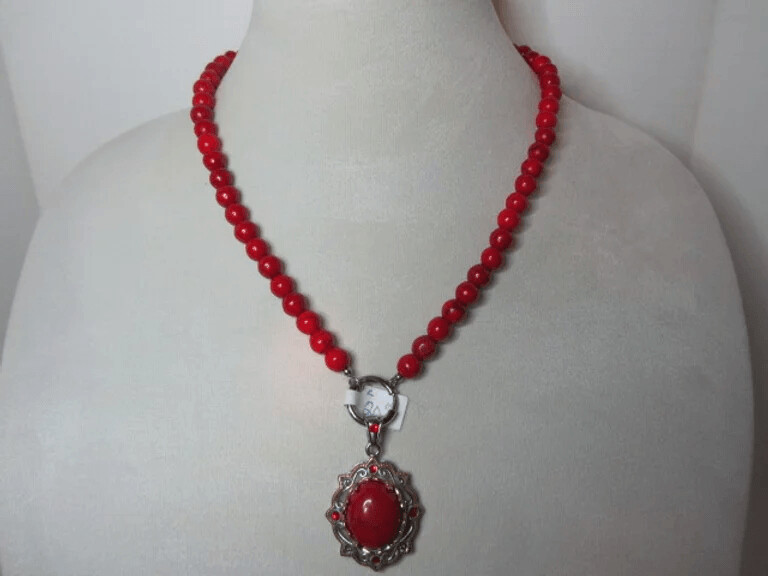 Red Howlite and Austrian Crystal with Removable Pendant