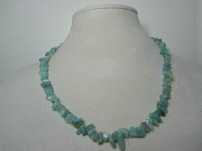 Amazonite Chips Necklace, Bracelet, and Drop Earrings