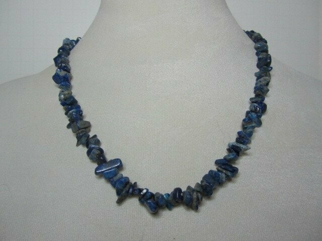 Lapis Lazuli Chip Necklace, Stretch Bracelet, and Drop Earrings
