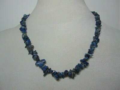 Lapis Lazuli Chip Necklace, Stretch Bracelet, and Drop Earrings