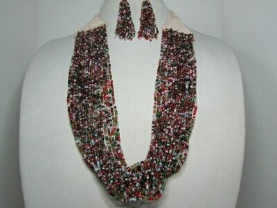 Multi Colored Seed bead with Macrame and Earrings