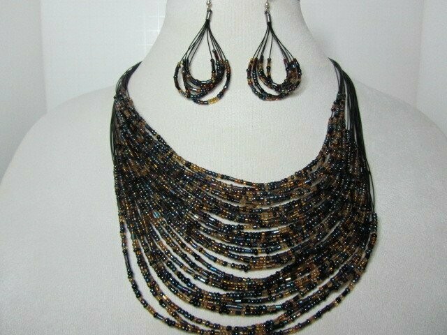 Multi Strand Seed Beads - Bronze