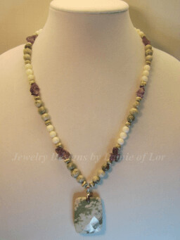 Amethyst Chips , Peace Jade, and White Riverstone with Pendant