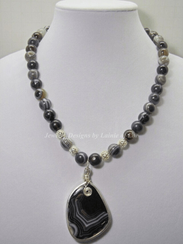 Black Botswana Agate with Pendant