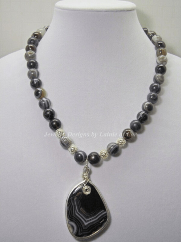 Black Botswana Agate with Pendant
