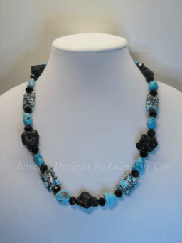 Black and Turquoise Magnesite Nuggets
