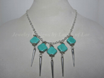 Bluegreen Magnesite and Cones Necklace