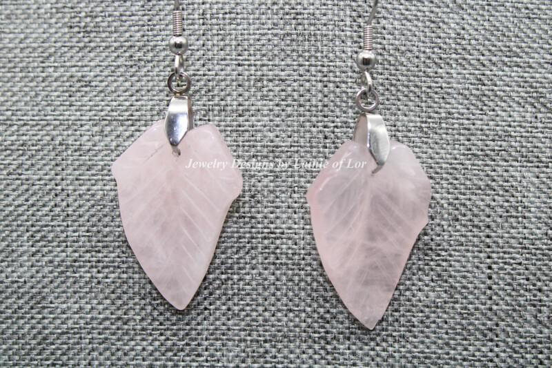 Rose Quartz Leaf Drop Earrings