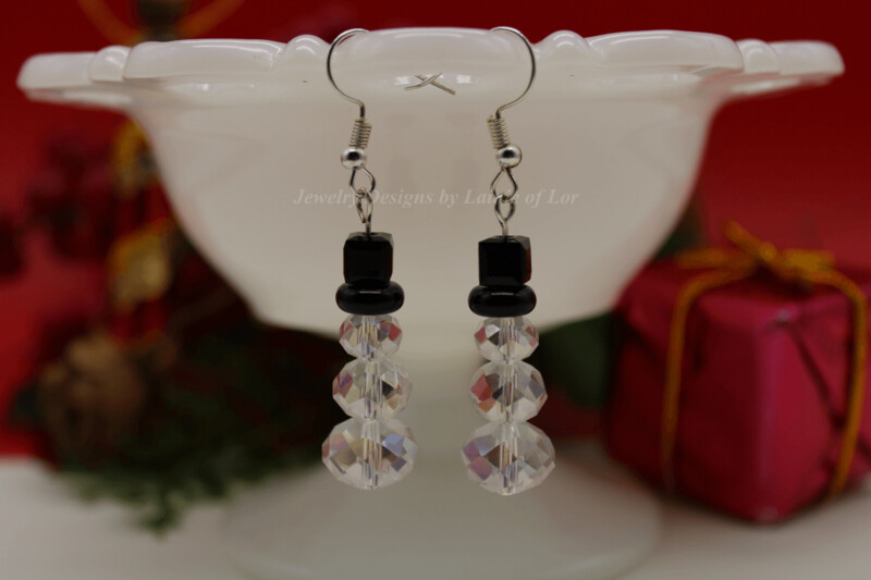 Crystal AB Snowman Earrings