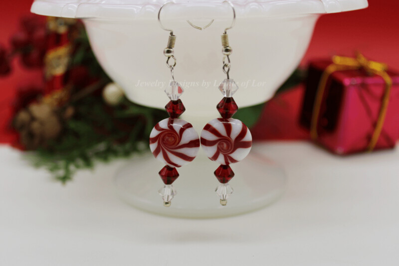 Peppermint Candy Glass Beads Earrings