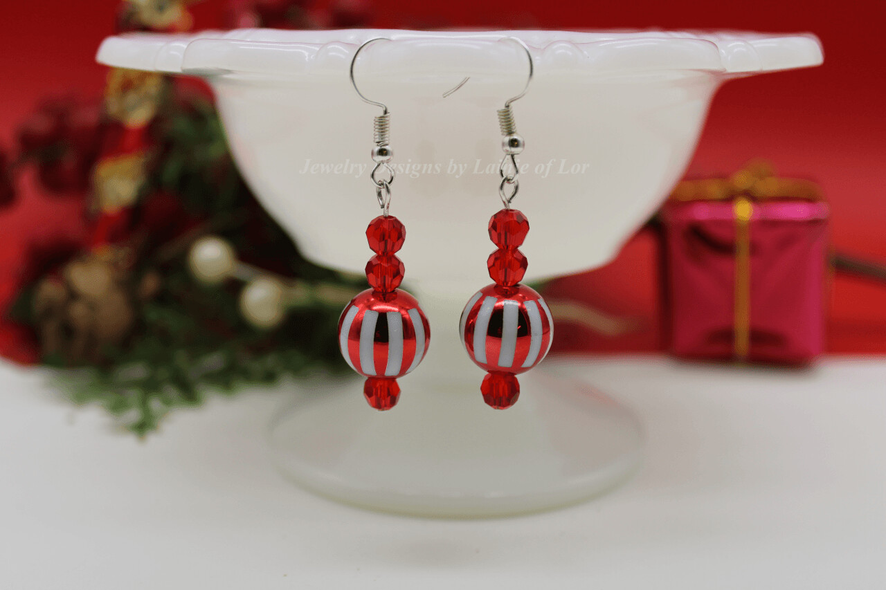 Red Striped Earrings