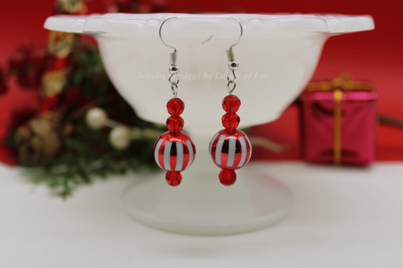 Red Striped Earrings