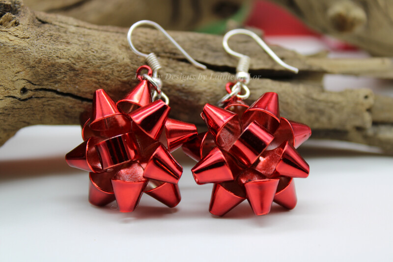Red Gift Bow Earrings