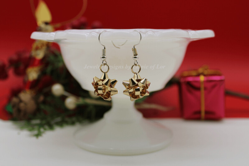 Gold Gift Bow Earrings