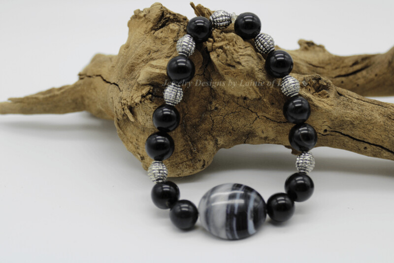 Black Agate Stretch Bracelet