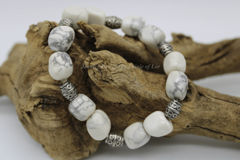 White Howlite Nugget Stretch Bracelet