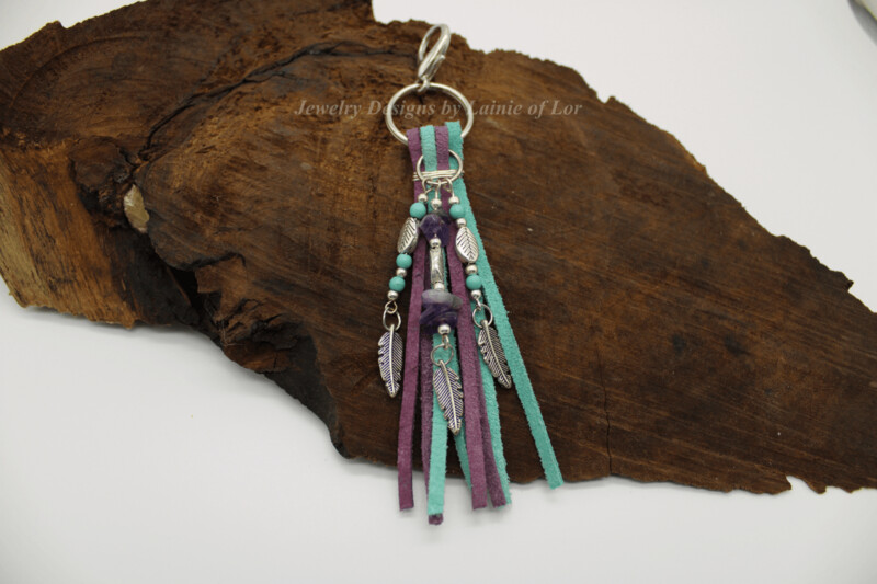Amethyst and Turquoise Purse Charm