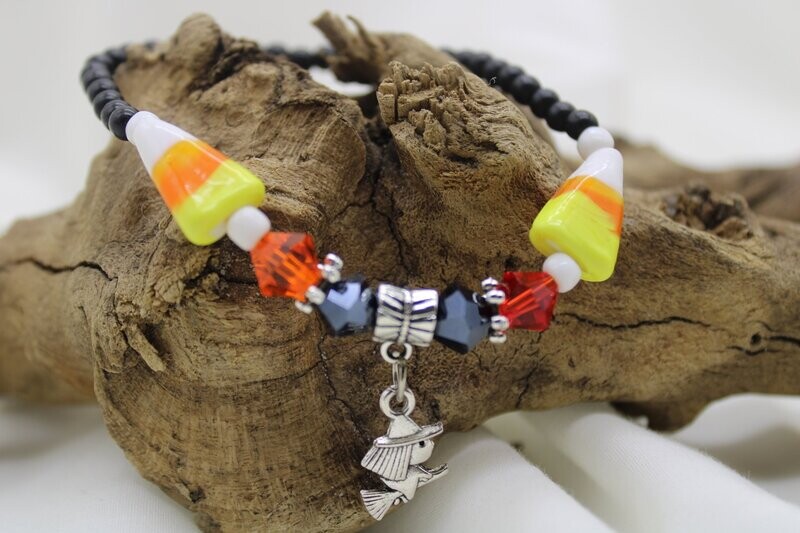 Candy Corn with Witch Charm Bracelet