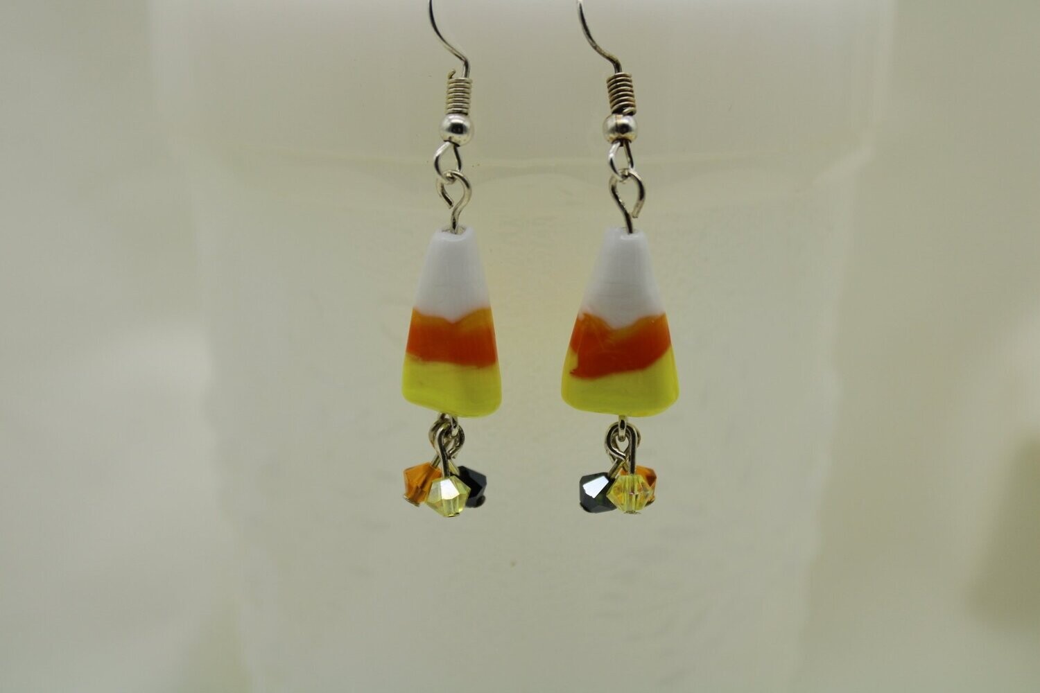 Candy Corn Drop Earrings with Crystal Dangles