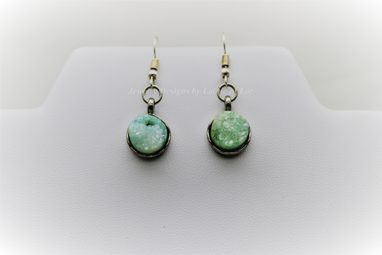 Aqua Druzy Drop Earrings