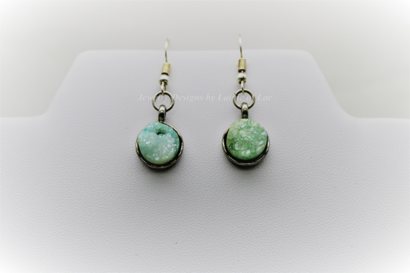 Aqua Druzy Drop Earrings