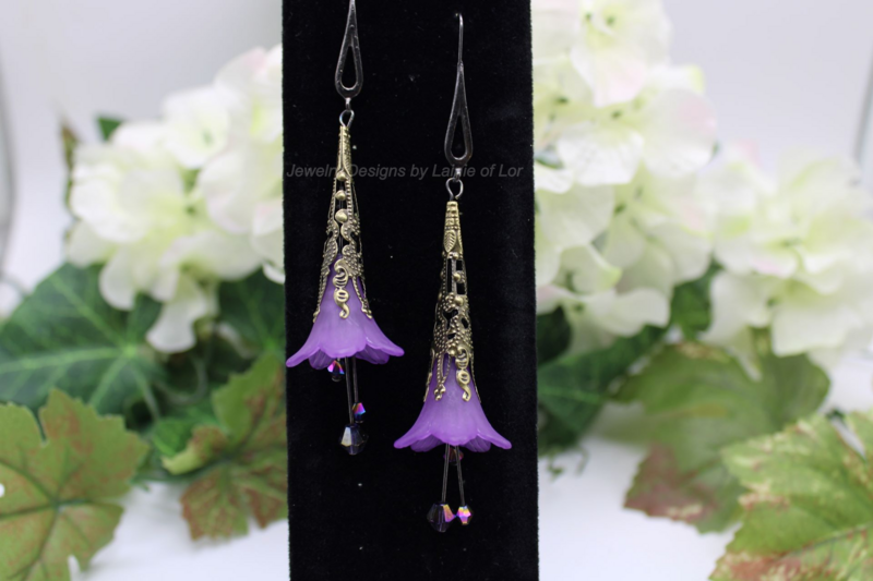 Purple Acrylic Flower Drop Earrings