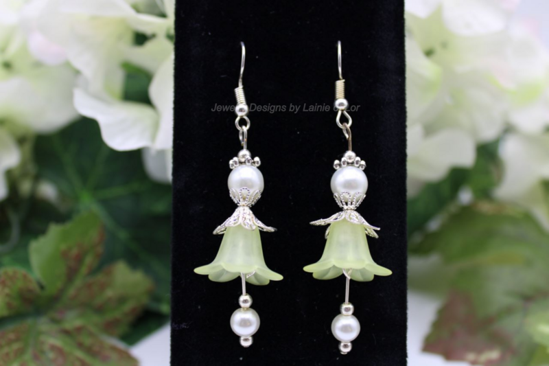 Yellow Acrylic Flower and Pearls Drop Earrings