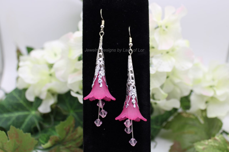 Pink Acrylic Flower Drop Earrings