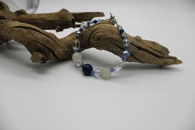 Blue Banded Agate, Jade and Crystal Bracelet