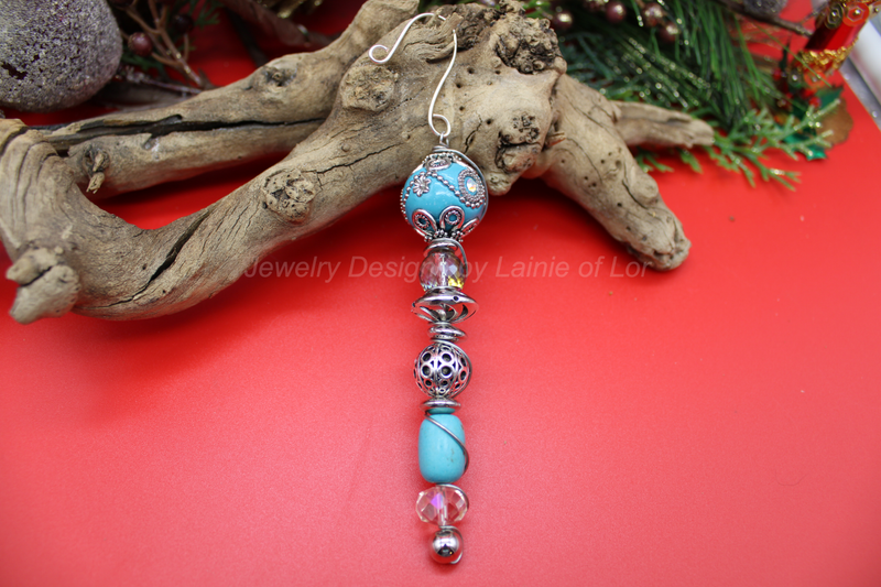 Turquoise and Silver Wire Wrapped Ornament