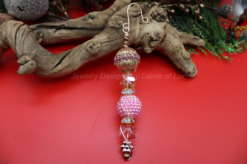 Pink and Rose Gold Wire Wrapped Ornament