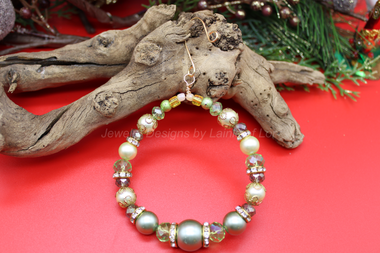 Green, Cream, and Gold Wreath Ornament