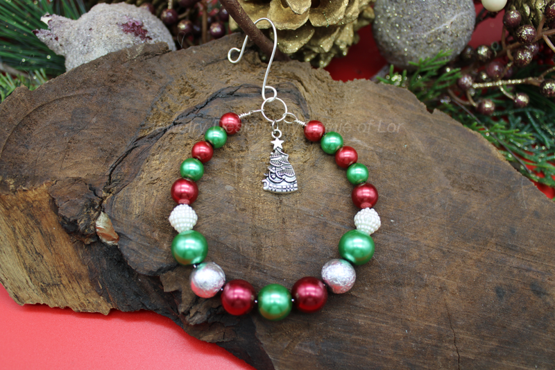 Red, Green, White, and Silver Wreath Ornament